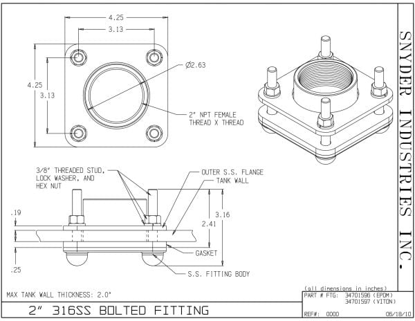 2" SS Bolted Fitting with EPDM gasket