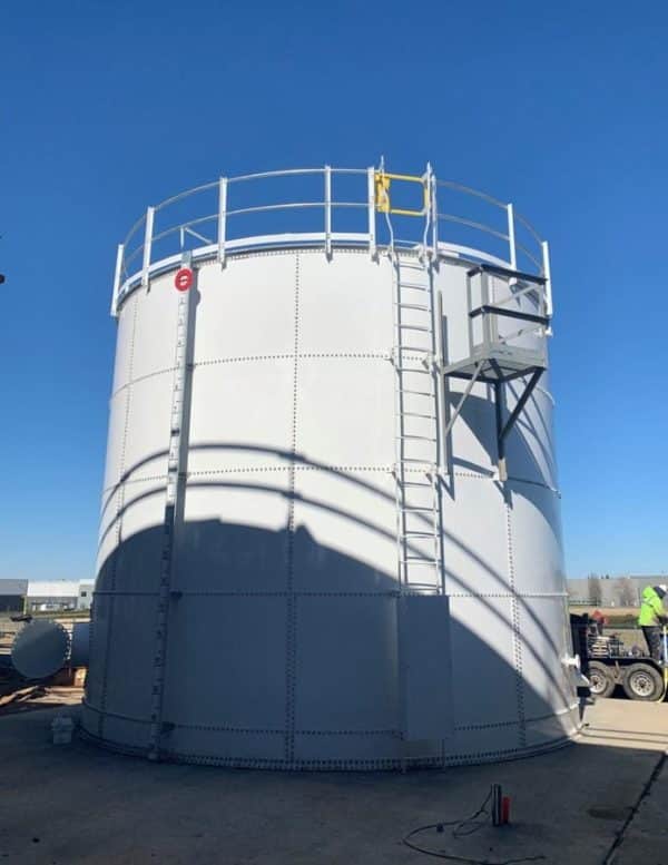 410,000 Gallon Carbon Bolted Steel Tank, Low Profile Roof - Diameter: 42' Peak Height: 40'