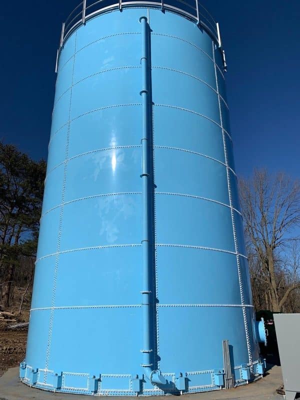 268,000 Gallon Carbon Bolted Steel Tank, Low Profile Roof - Diameter: 26' Peak Height: 64'